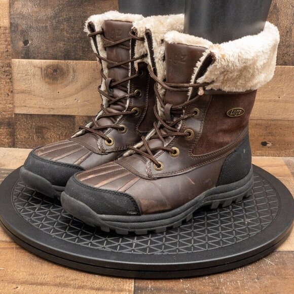 VINTAGE LUGZ TAMBORA WOMENS BOOTS RAIN SNOW BROWN LEATHER LACE UP LINED SIZE 9.5 - Picture 1 of 9